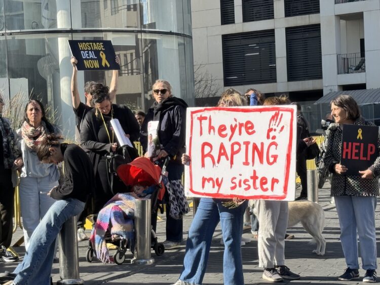 Israelis Protest Outside of Blinken Meeting in Tel Aviv With Shocking Signs